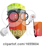 Red Pencil Is Ready To Travel Illustration Vector