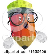 Poster, Art Print Of Red Pencil Is Surprised Illustration Vector
