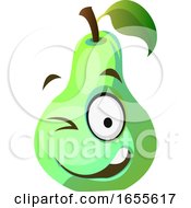 Poster, Art Print Of Green Pear Winks Illustration Vector