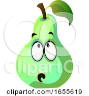 Poster, Art Print Of Green Pear Cartoon Face Thinking Illustration Vector