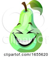 Green Pear Cartoon Face Laughing Illustration Vector