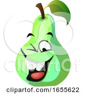 Poster, Art Print Of Green Pear Cartoon Face Laughing Illustration Vector