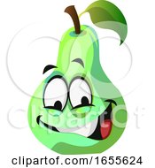Crazy Green Pear Cartoon Face Illustration Vector