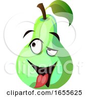 Cartoon Pear With Tongue Out Illustration Vector