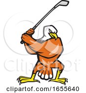 Poster, Art Print Of American Bald Eagle Playing Golf Cartoon