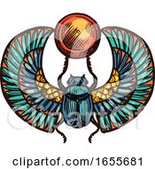 Sketched Egyptian Scarab Beetle