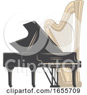 Poster, Art Print Of Harp And Piano
