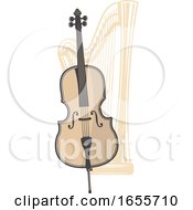 Poster, Art Print Of Double Bass And Harp