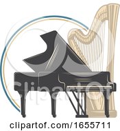 Poster, Art Print Of Harp And Piano