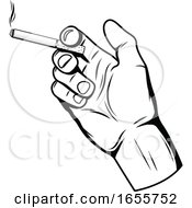 Poster, Art Print Of Black And White Hand Holding A Cigarette