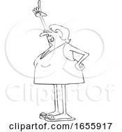 Poster, Art Print Of Cartoon Lineart Woman Wearing A Swimsuit And Pointing Up