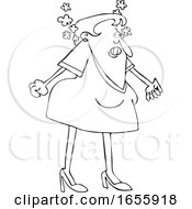 Cartoon Lineart Woman Steaming From Anger