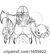 Poster, Art Print Of Viking Trojan Celtic Knight Bowling Warrior Woman