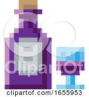 Wine Bottle Glass 8 Bit Video Game Art Icon