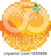 Orange Pixel Art 8 Bit Video Game Fruit Icon
