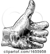 Poster, Art Print Of Thumb Up Hand Sign Retro Vintage Woodcut
