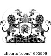 Poster, Art Print Of Lion Heraldic Crest Coat Of Arms Shield Emblem