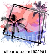 Poster, Art Print Of Palm Tree And Paint Splatters Frame