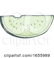 Poster, Art Print Of Sketched Green Watermelon Wedge