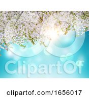 Poster, Art Print Of 3d Cherry Blossom Leaves On A Blue Sky Background