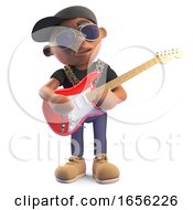 Musical Black Hiphop Rapper Playing Electric Guitar