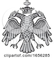 Grayscale Byzantine Eagle And Crown
