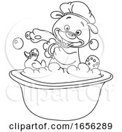 Poster, Art Print Of Black And White Teddy Bear Taking A Bath