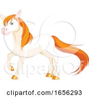 Poster, Art Print Of Beautiful White Horse With Orange Hair