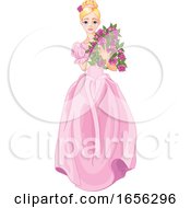 Blond Cinderella Holding Flowers