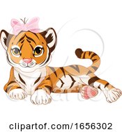 Poster, Art Print Of Cute Female Baby Tiger Wearing A Bow