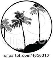 Poster, Art Print Of Black And White Summer Tropical Border With Palm Trees Silhouette