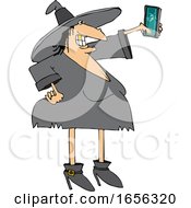Cartoon Witch Taking A Selfie