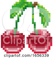 Poster, Art Print Of Cherry Pixel Art 8 Bit Video Game Fruit Icon