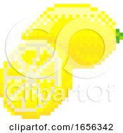 Poster, Art Print Of Lemon Pixel Art 8 Bit Video Game Fruit Icon