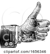 Poster, Art Print Of Thumbs Up Hand Sign Retro Vintage Woodcut