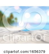 Poster, Art Print Of 3d Close Up Of Sand Against A Defocussed Palm Tree Island Landscape