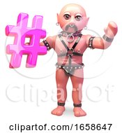 Gay Man In Bondage Outfit Holding A Hashtag Symbol by Steve Young