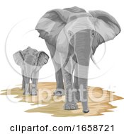 Poster, Art Print Of Walking Elephants