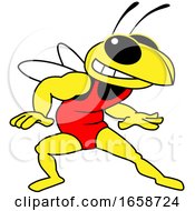 Hornet Or Yellow Jacket School Mascot Character In A Wrestling Suit