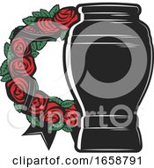 Funerary Urn And Rose Wreath