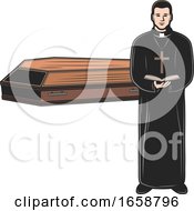 Poster, Art Print Of Casket And Priest