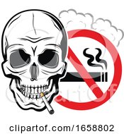 Poster, Art Print Of Skull And No Smoking Sign