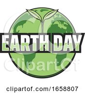 Poster, Art Print Of Green Earth Day Globe And Seedling