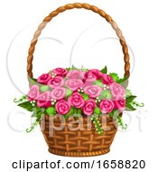 Basket Of Pink Flowers by Vector Tradition SM