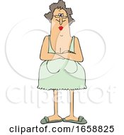 Poster, Art Print Of Cartoon Senior Woman With Her Breasts Hanging Low