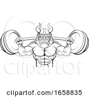 Poster, Art Print Of Viking Weight Lifting Body Building Mascot