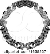 Poster, Art Print Of Frame Laurel Filigree Crest Floral Pattern Motif
