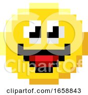 Emoticon Face Pixel Art 8 Bit Video Game Icon