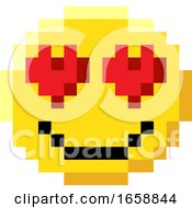 Poster, Art Print Of Emoticon Face Pixel Art 8 Bit Video Game Icon