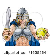 Poster, Art Print Of Viking Trojan Celtic Knight Tennis Warrior Woman